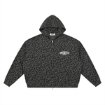 Loved Leopard Print Waffle Zip Hoodie