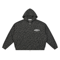 Loved Leopard Print Waffle Zip Hoodie