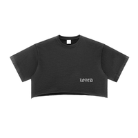‘Loved Olde English’ Snow Washed Raw Edge Crop Top