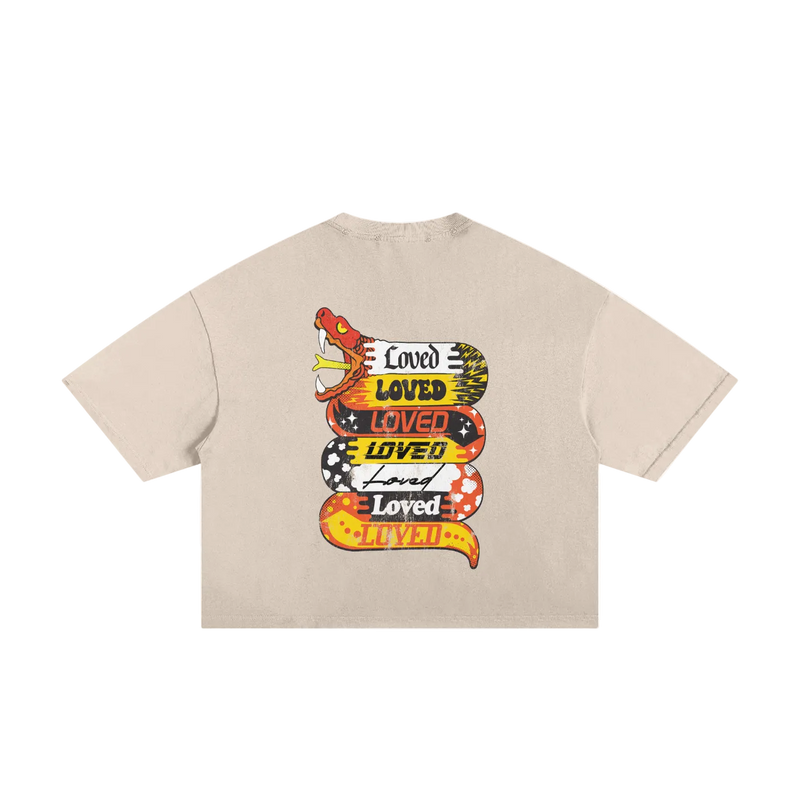 ‘Crush The Serpent’ Frayed Boxy Tee