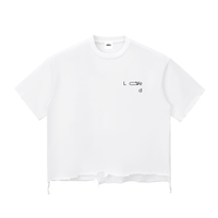 ‘abstract Loved’ Distressed-Hem Boxy T-shirt