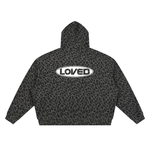 Loved Leopard Print Waffle Zip Hoodie