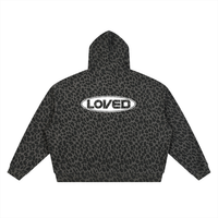 Loved Leopard Print Waffle Zip Hoodie