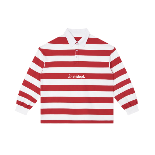 ‘loveddept’ Color Block Stripe Polo Shirt