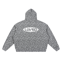 Loved Leopard Print Waffle Zip Hoodie