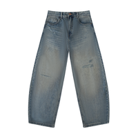 Loved Distressed Barrel Leg Jeans