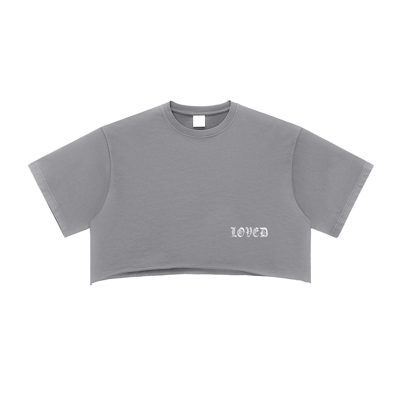 Loved Olde English Snow Washed Raw Edge Crop Top