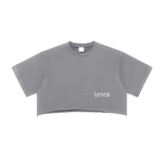 ‘Loved Olde English’ Snow Washed Raw Edge Crop Top
