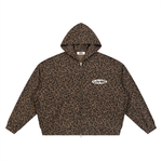 Loved Leopard Print Waffle Zip Hoodie