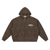 Loved Leopard Print Waffle Zip Hoodie