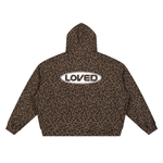 Loved Leopard Print Waffle Zip Hoodie