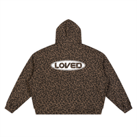 Loved Leopard Print Waffle Zip Hoodie