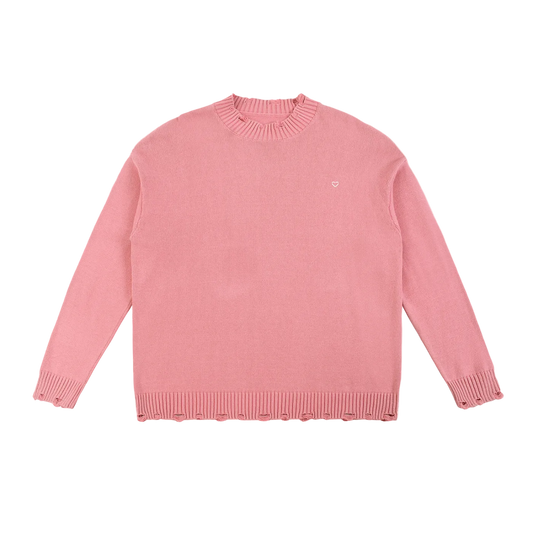 ‘Heart’ Logo Hand-Frayed Sweater