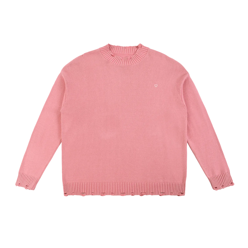 ‘Heart’ Logo Hand-Frayed Sweater