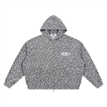 Loved Leopard Print Waffle Zip Hoodie