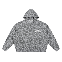 Loved Leopard Print Waffle Zip Hoodie