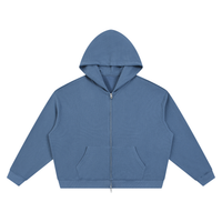 ‘logo-less’ Waffle Boxy Full Zip Hoodie